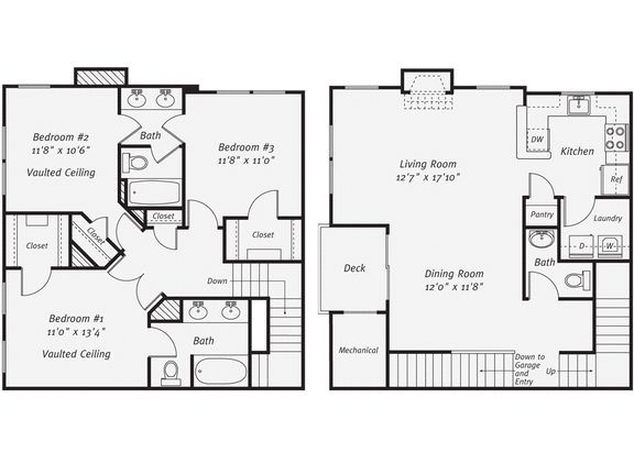 Floor Plan  3 Bedroom floorplan at The Mercer at Lawrence Station, Lawrence Township, New Jersey