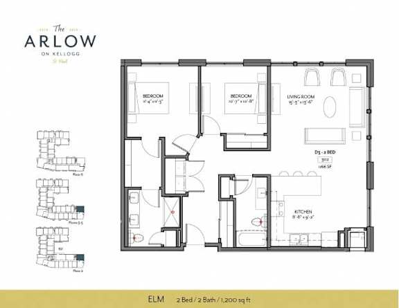 Elm Floor Plan at The Arlow on Kellog, St. Paul, MN, 55102