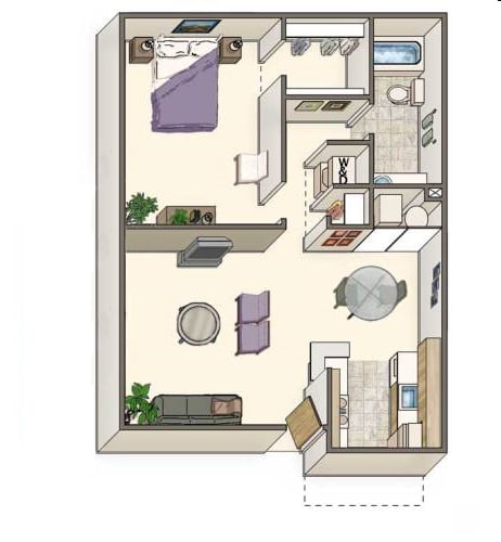 1 bed 1 bath D at Silver Reef Apartments, Lakewood, Colorado