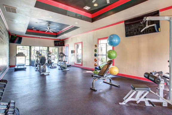 Fitness Center With Modern Equipment at 2400 Briarwest Apartments, Houston, Texas