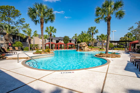 Extensive Resort Inspired Pool Deck at 2400 Briarwest Apartments, Houston, TX