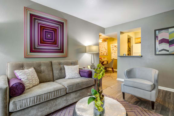 Living Room Interior at Envue Apartments, Bryan
