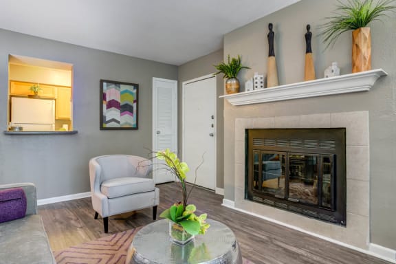 Fireplace Sitting at Envue Apartments, Bryan, Texas
