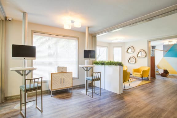 Lving Room with Hardwood Floors at Metro 5514, South Houston