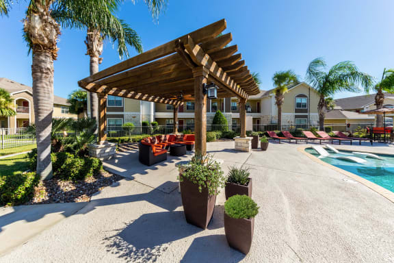 Poolside Lounge at Pavilions at Northshore Apartment Homes, Portland, Texas