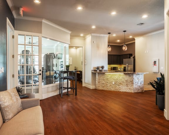 Kitchen and living room  at Park Hudson Place Apartments, Bryan, TX, 77802