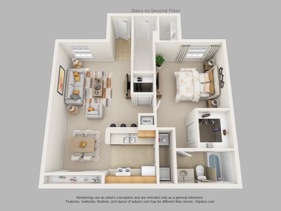 Floor Plan  this is a 3d floor plan of a 752 square foot 1 bedroom apartment at the