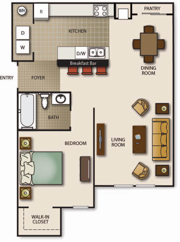 Floor Plan  a floor plan of a living room with a kitchen and a bedroom