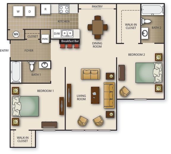 Floor Plan  a floor plan of a house with bedrooms and a living room