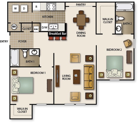 Floor Plan  a floor plan of a house with bedrooms and a living room