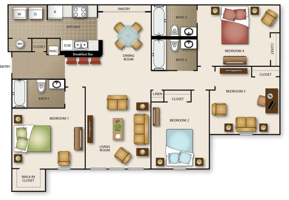 Floor Plan  a floor plan of a residence with bedrooms and a living room