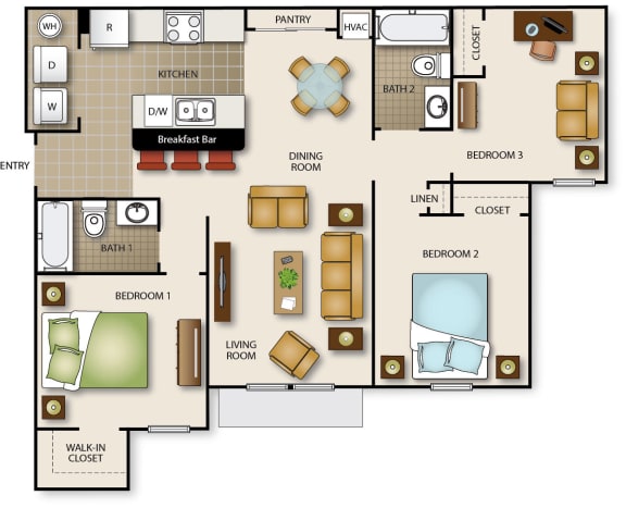 Floor Plan  a floor plan of a house with bedrooms and a living room