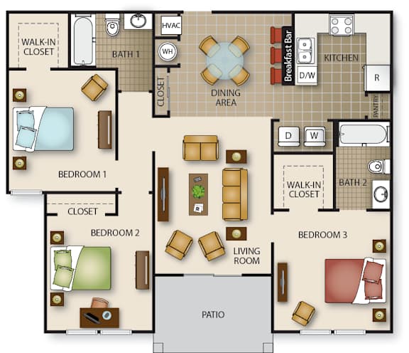 Floor Plan  a floor plan of a house with bedrooms and a living room