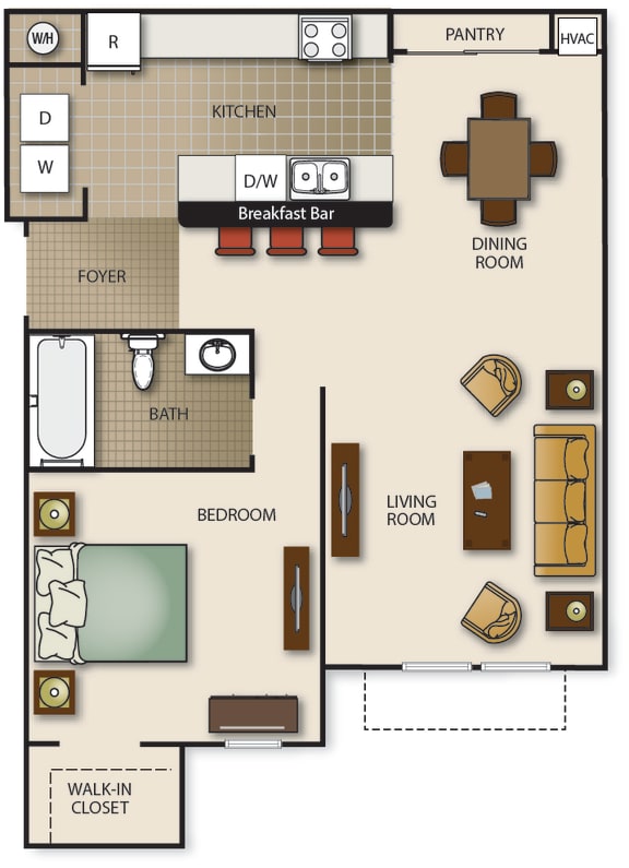 Floor Plan  floor plan of one bed one bath unit
