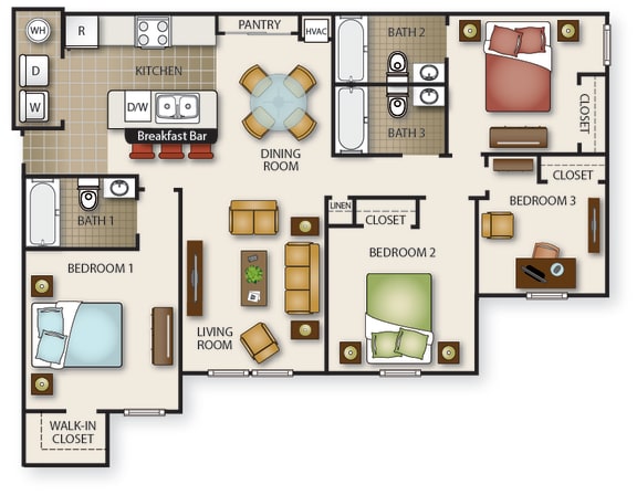 Floor Plan  a floor plan of a house with bedrooms and a living room