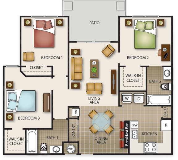 Floor Plan  floor plan of a house with bedrooms and a living room