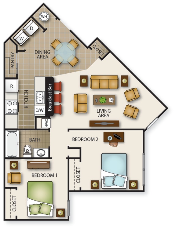 Floor Plan  a floor plan of a house with bedrooms and a living room