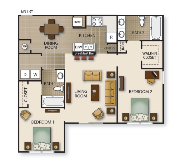 Floor Plan  a floor plan of a living room with a kitchen and a dining room