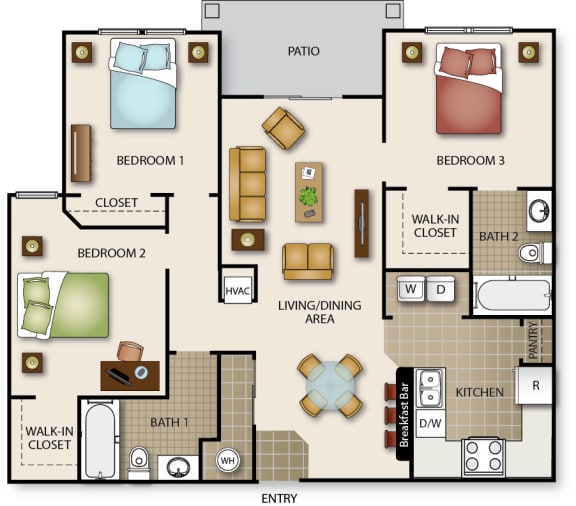 Floor Plan  floor plan of the suites with bedrooms and baths