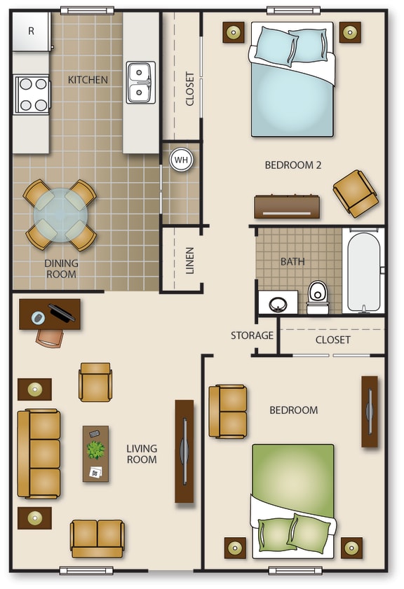 Floor Plan  a floor plan of a house with bedrooms and a living room