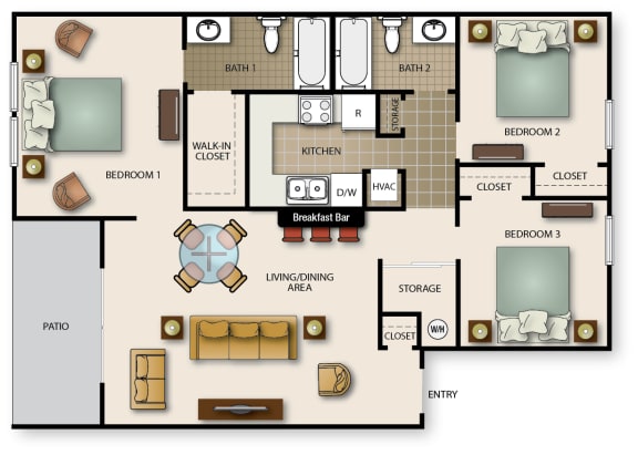 Floor Plan  a floor plan of a house with bedrooms and a living room