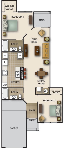 Floor Plan  a floor plan of a small house with bedrooms and a living room and a kitchen