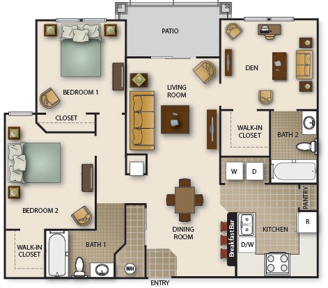 Floor Plan  Stafford (2 Bedroom w/Den)