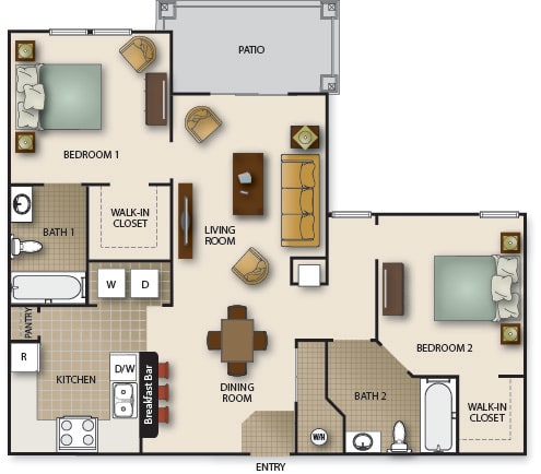 Floor Plan  a floor plan of a house with bedrooms and a living room