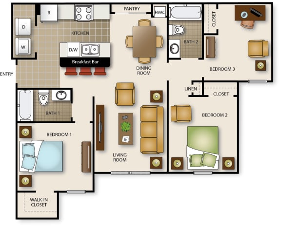 Floor Plan  a floor plan of a house with bedrooms and a living room