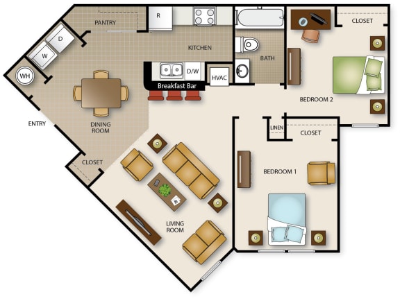 Floor Plan  a floor plan of a house with bedrooms and a living room