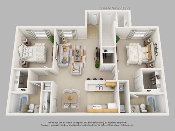 Floor Plan  this is a 3d floor plan of a 752 square foot 1 bedroom apartment at the