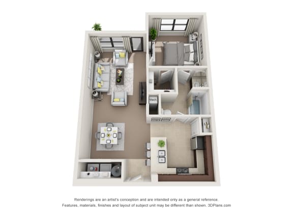 Floor Plan  a stylized floor plan with a bedroom and a living room
