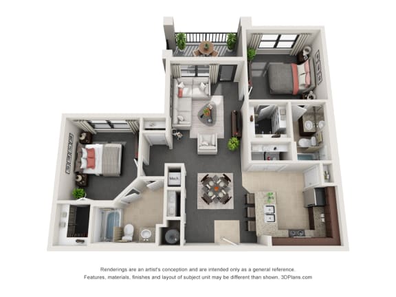 Floor Plan  floor plan of two bed two bath unit
