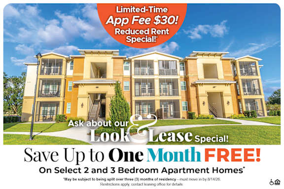 A promotional image for apartment homes offering up to $500 off move-in costs.