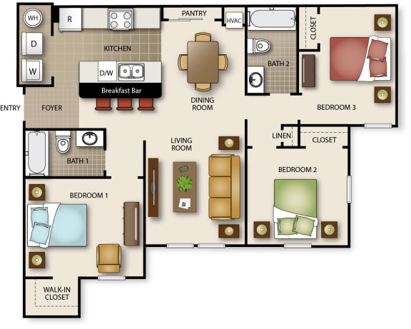 Floor Plan  a floor plan of a house with bedrooms and a living room