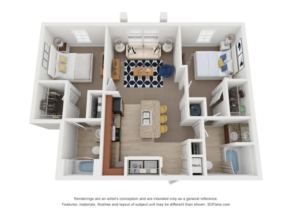 Floor Plan  Two Bedroom Two Bath Floor Plan