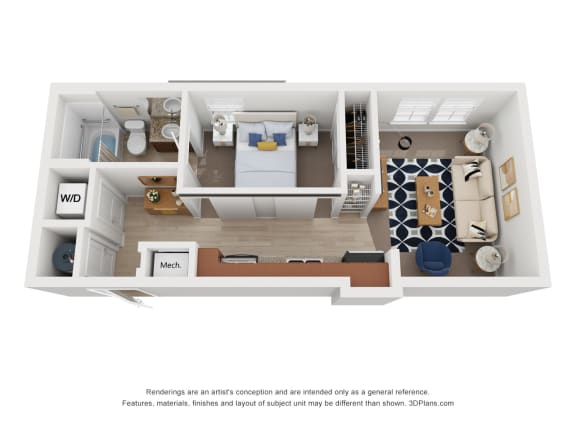 Floor Plan  Heritage Commons - One Bedroom Single Suite