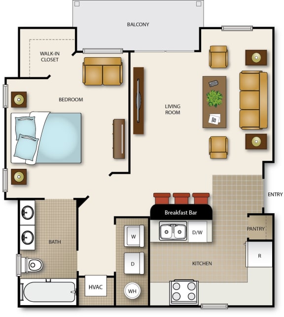 Floor Plan  One Bedroom Carriage