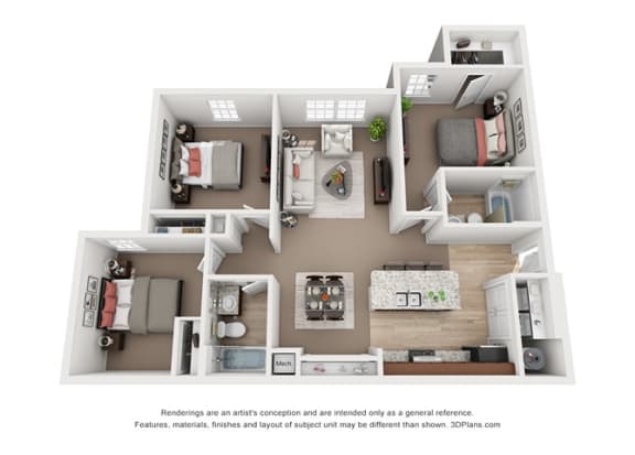 Floor Plan  a 3 bedroom floor plan is shown in this illustration