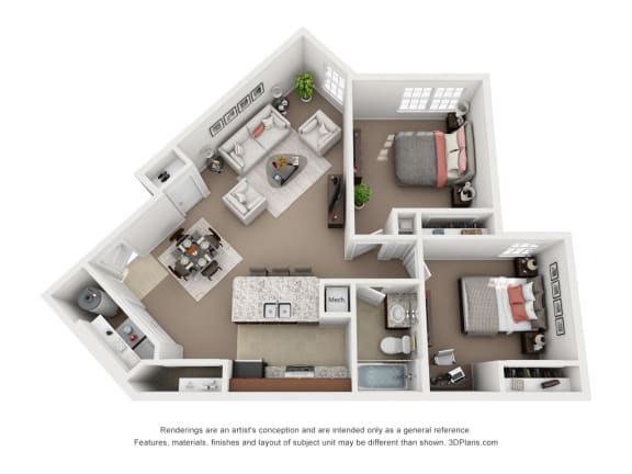 Floor Plan  Two Bedroom One Bath Floor Plan