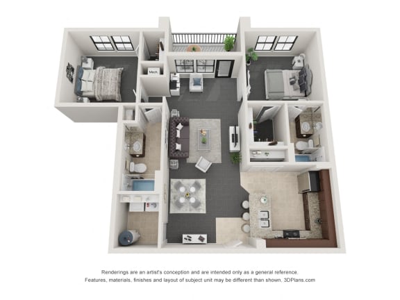 Two Bedroom Two Bath Floor Plan