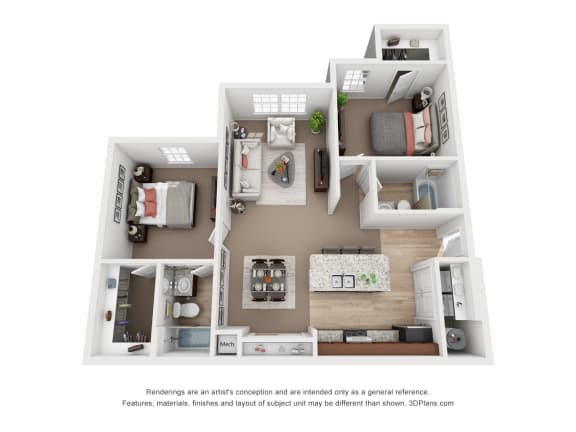 Floor Plan  a stylized floor plan of a 1 bedroom apartment with a bathroom