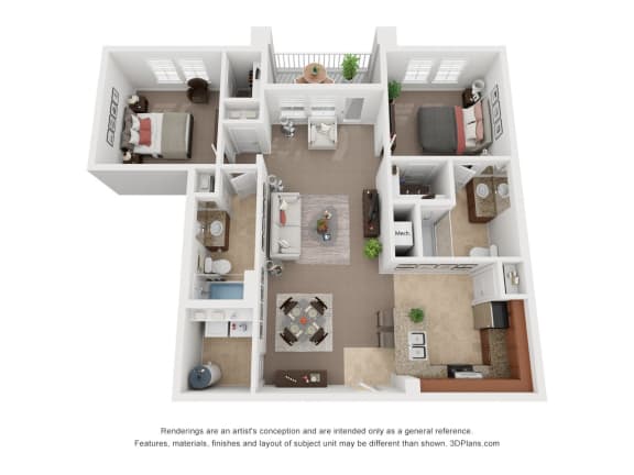 Floor Plan  Two Bedroom Two Bath Floor Plan