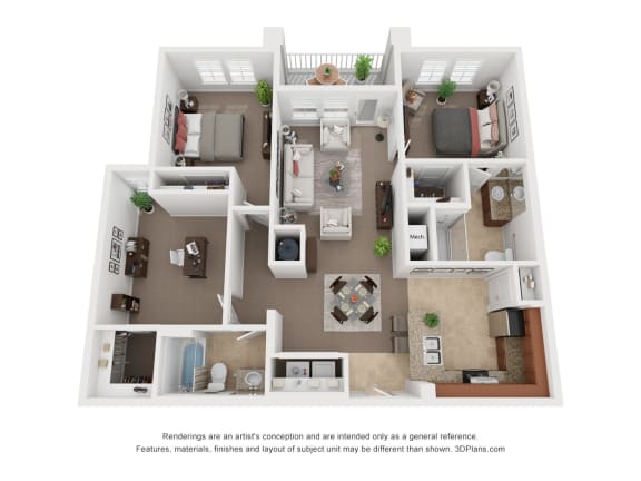 Floor Plan  Two Bedroom w/Den Two Bath Floor Plan