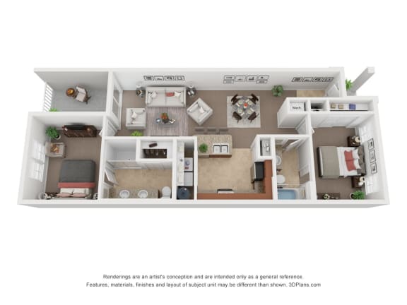 Floor Plan  Two Bedroom Two Bath Villa Floor Plan