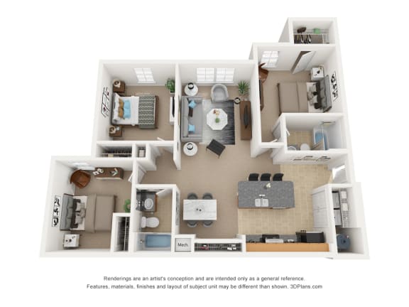 Floor Plan  Three Bedroom Two Bathroom