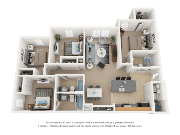 Floor Plan  Four Bedroom Three Bath