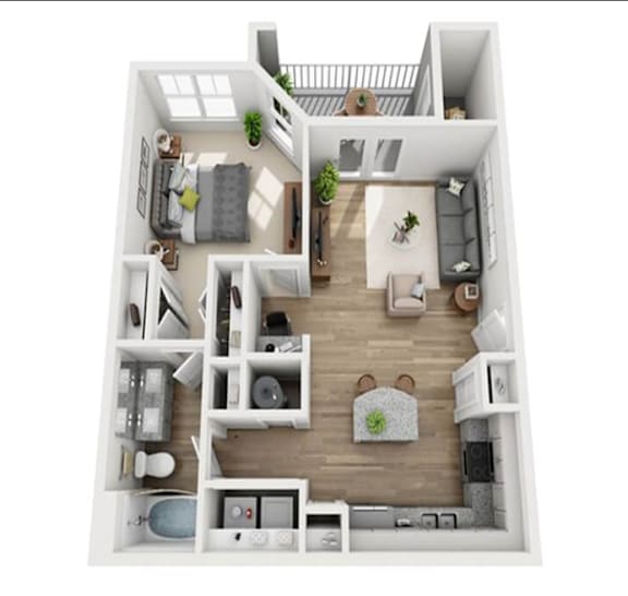 1 Bed Floorplan at Park Circle Village Apartments, North Charleston, SC, 29405