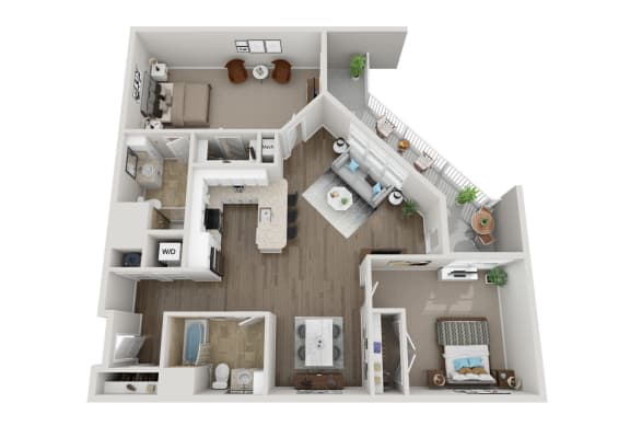 2 Bed F Floorplan at Viva Lakeshore, Bridgewater, 02324