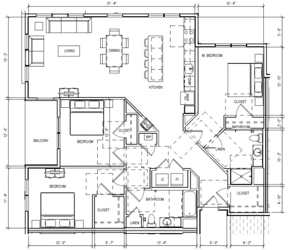 Three Bedroom A Floorplans